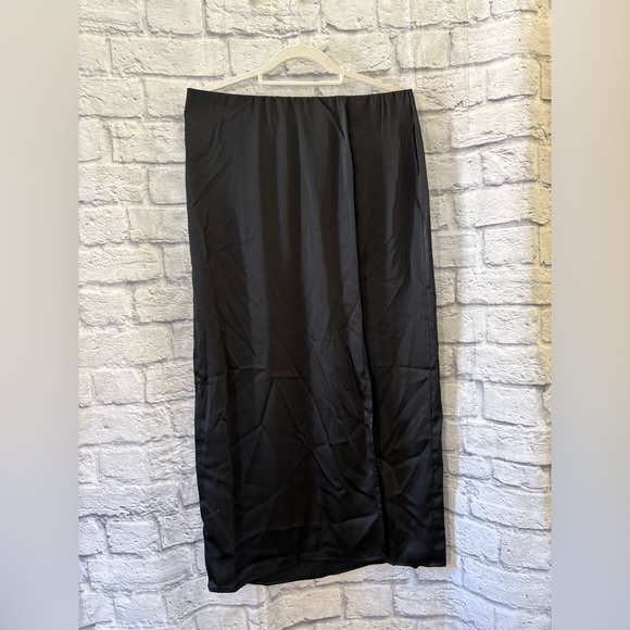 Black Satin Midi Skirt - Picture 2 of 4